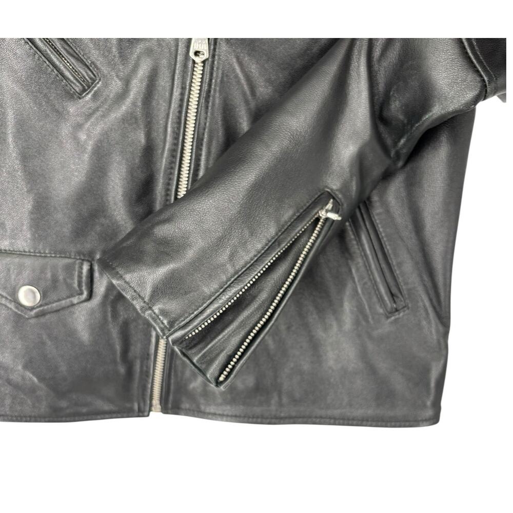 Levis Leather Moto‎ Jacket Womens Medium Caviar Black Motorcycle Bikercore - Picture 7 of 16